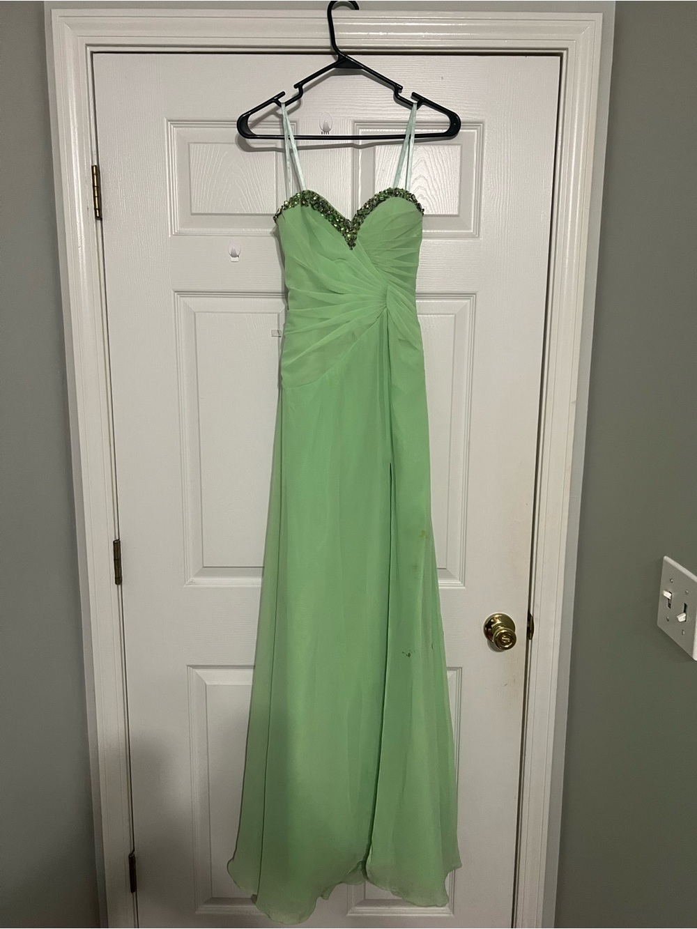 Faviana Light Green Beaded Sweetheart Prom Dress